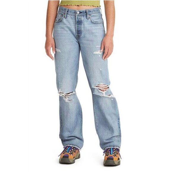 Levis 501 '90S Jeans 100% Cotton Loose Fit Denim Ripped Button Fly 31x 30 NEW - Picture 1 of 12